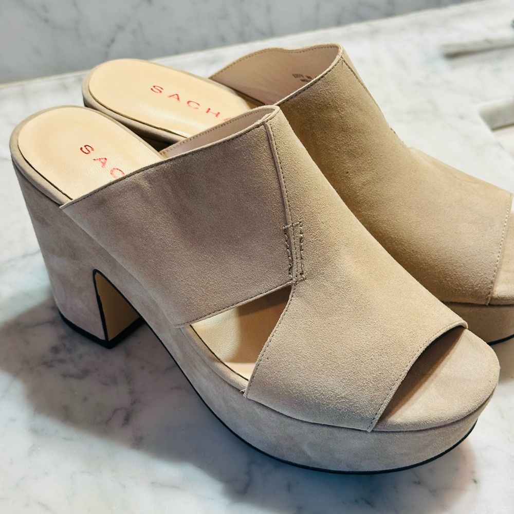 Sacha London Tan Platform Mules